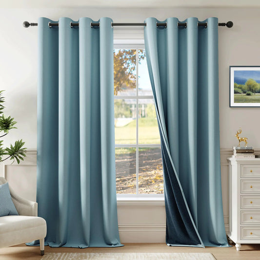 Beauoop 100% Blackout Curtains 84 Inch Long